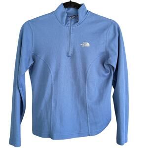 North Face Womens Quick Dry Top S Blue Quarter Zip Pullover Shirt Hike Camp Bike